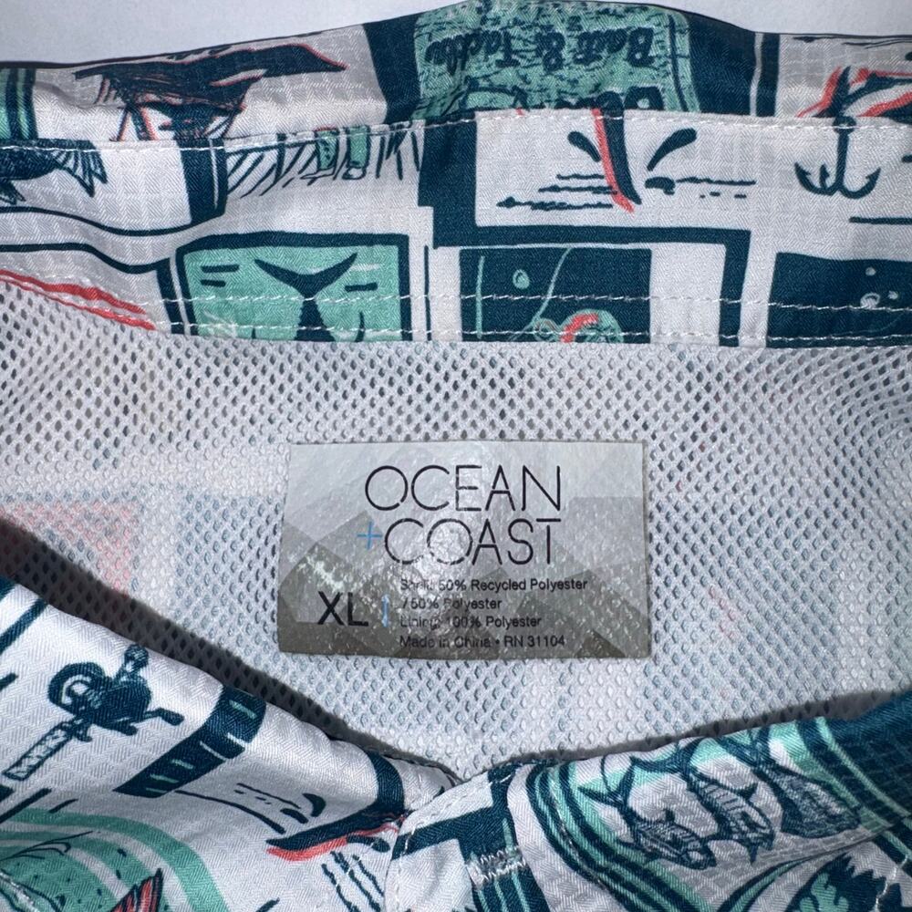 Ocean Coast Men's XL Fishing Button Up Shirt All Over Nautica Print‎ - Picture 3 of 10